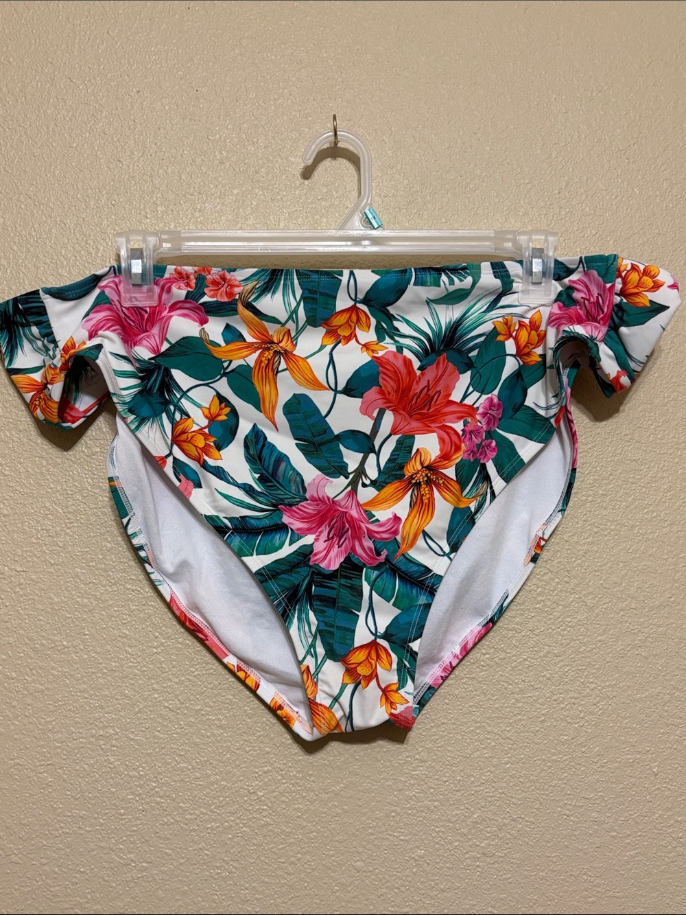 Women’s Floral Ruffle Bikini Bottoms - White Multicolor